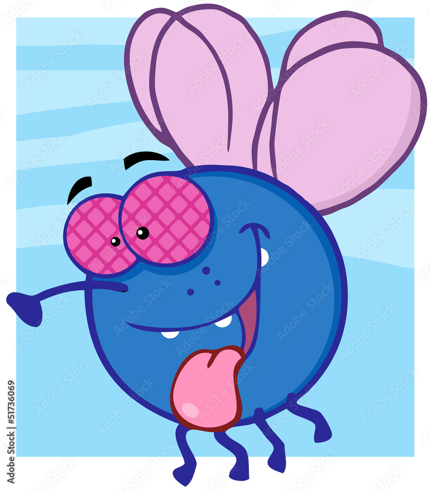 Happy Blue Fly Cartoon Character Happy Blue Fly Cartoon Character