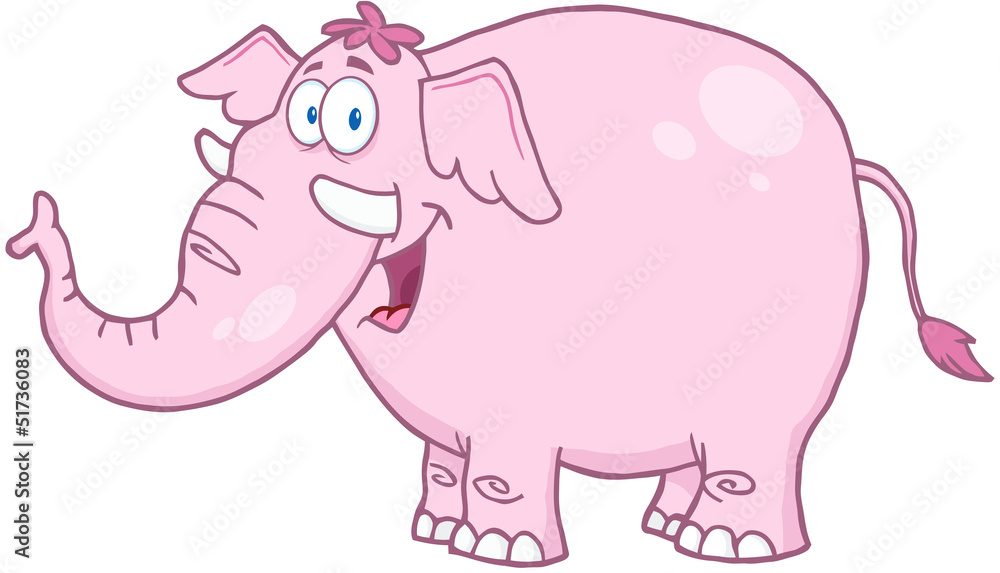 Happy Pink Elephant Cartoon Mascot Character