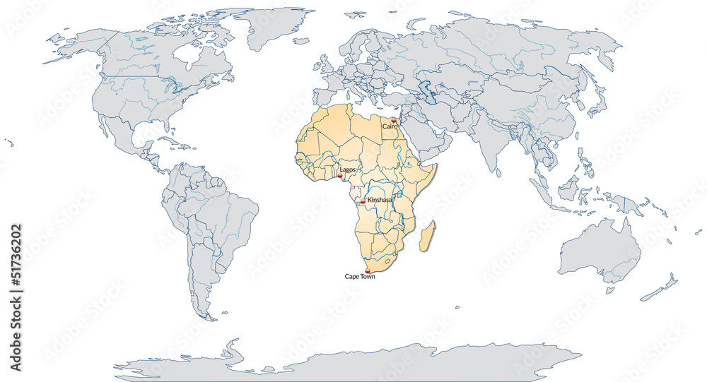 Landkarte von Afrika und der Welt Landkarte von Afrika und der Welt