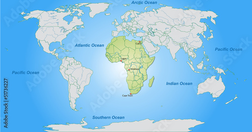 Fototapeta Naklejka Na Ścianę i Meble -  Landkarte von Afrika und der Welt