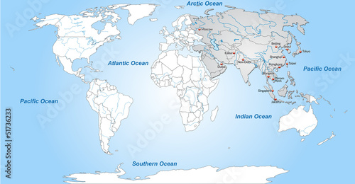 Landkarte von Asien und der Welt