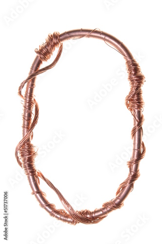 Twisted copper wire in the shape of a number zero