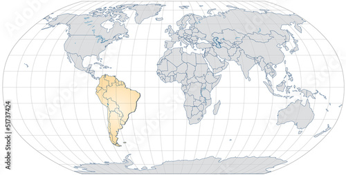 Landkarte von S  damerika und der Welt