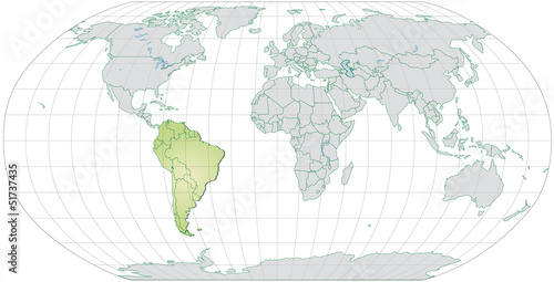 Landkarte von S  damerika und der Welt