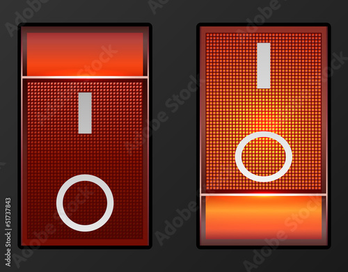 Red light electric switch vector button