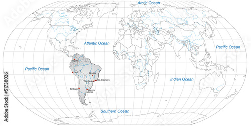 Landkarte von S  damerika und der Welt