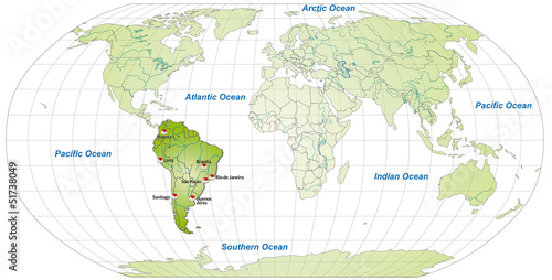 Landkarte von S  damerika und der Welt