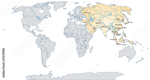 Landkarte von Asien und der Welt