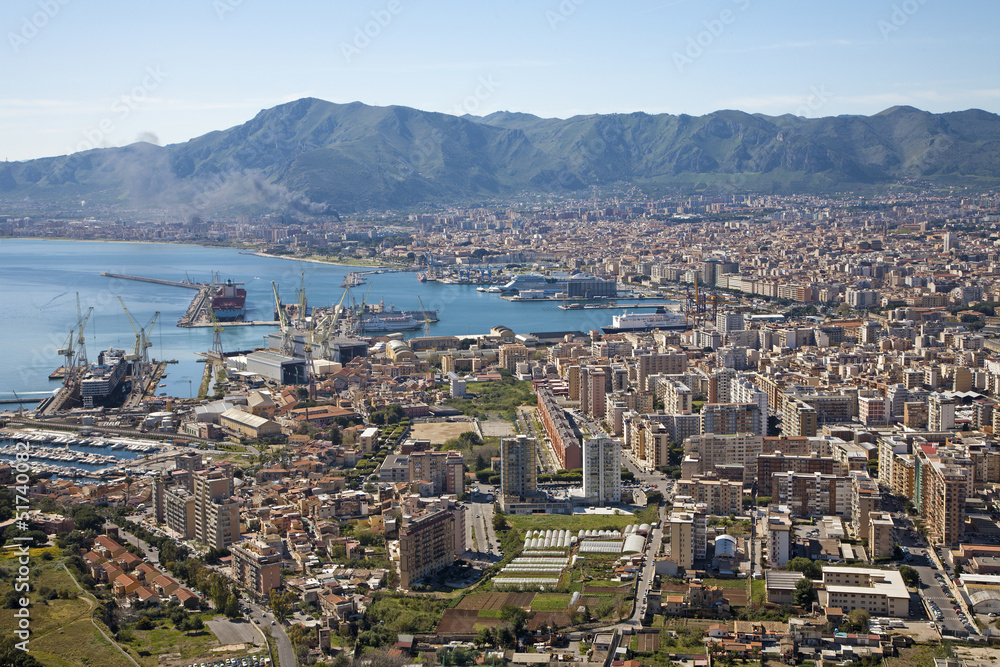 Palermo - outlook over city and harbor form Mount Pelegrino