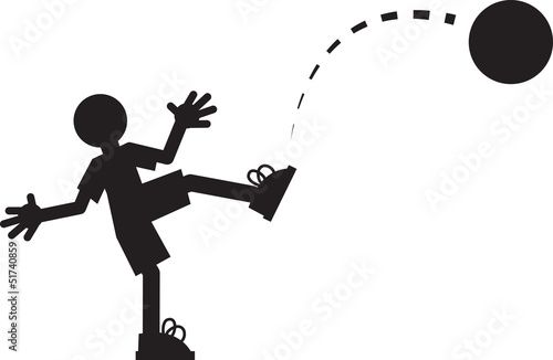 Silhouette figure kicking a ball