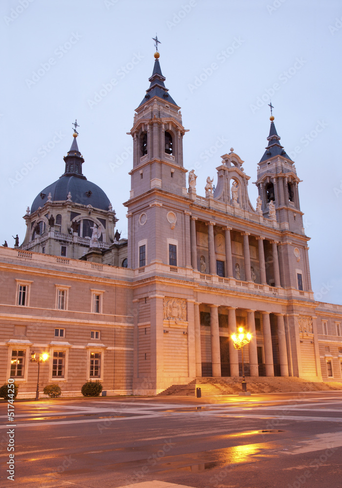 Madrid - Almudena cathedral in morning dusk