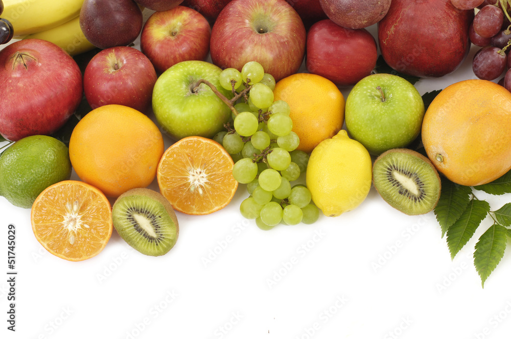 Assortment of exotic fruits isolated on white Assortment of exotic fruits isolated on white