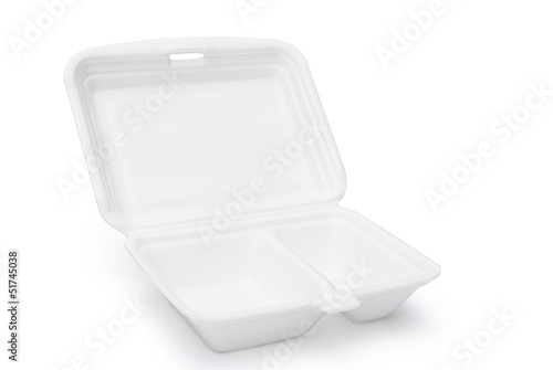 Styrofoam box on white with clipping path, open