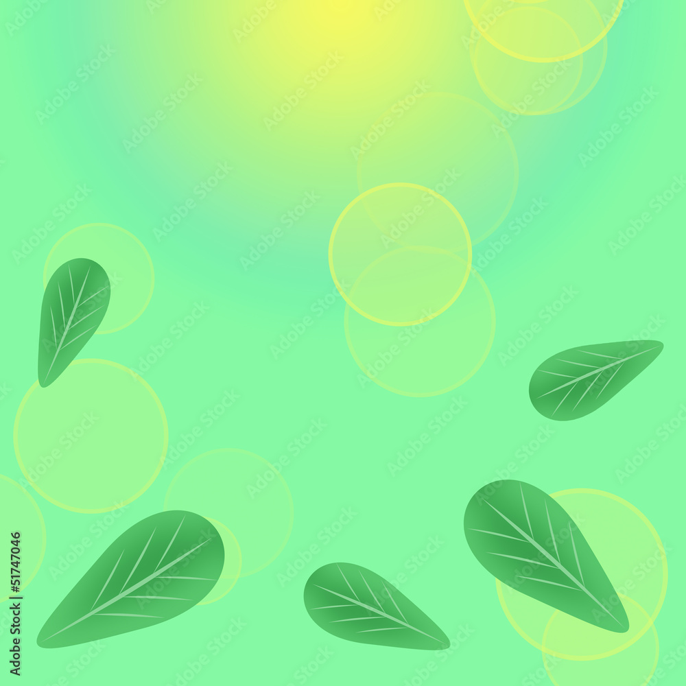 葉っぱと光輪の背景イラスト 葉っぱと光輪の背景イラスト