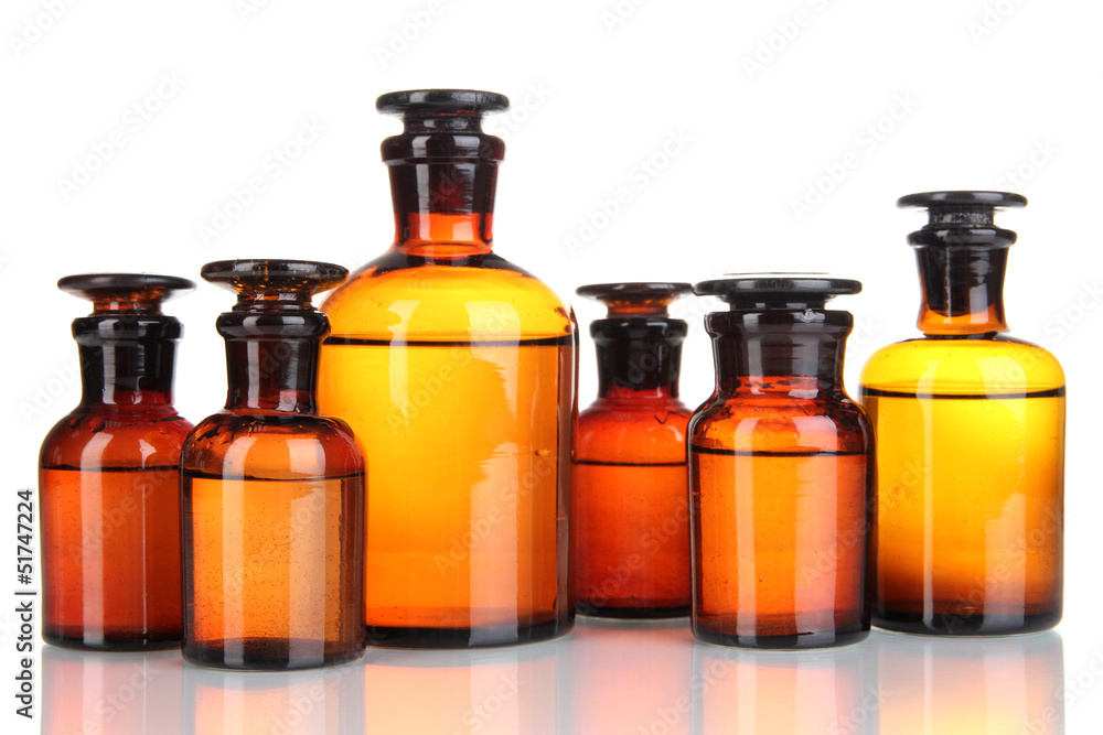 Medicine bottles isolated on white