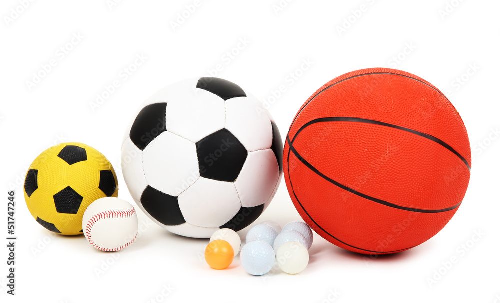 Different balls, isolated on white Different balls, isolated on white