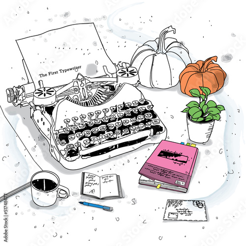 still life with a vintage typewriter