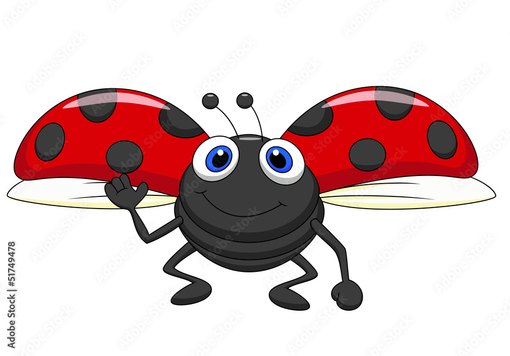 Fototapeta premium Cute ladybug cartoon flying