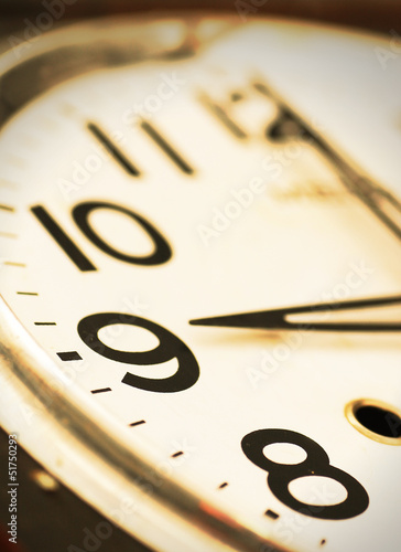 Close-up of clock face in vintage color