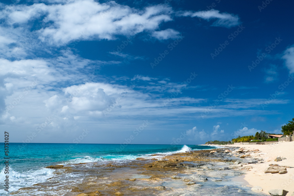 Beautiful coast on St Martin Caribbean