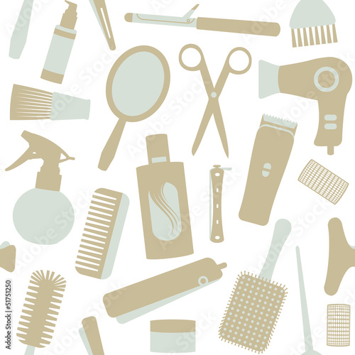 Seamless pattern with hair styling related objects 1