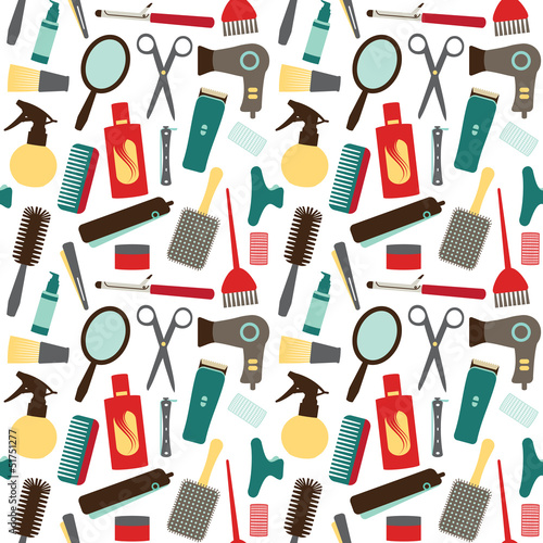 Seamless pattern with hair styling related objects 2
