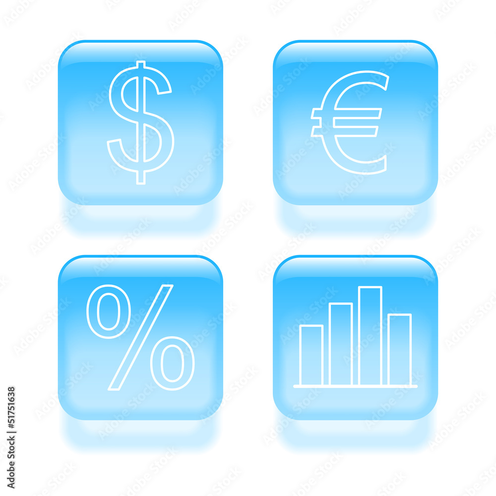 Glassy finance icons. Vector illustration Glassy finance icons. Vector illustration