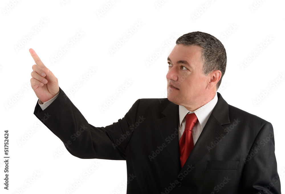 Aged businessman making various gestures isolated on white backg Aged businessman making various gestures isolated on white backg