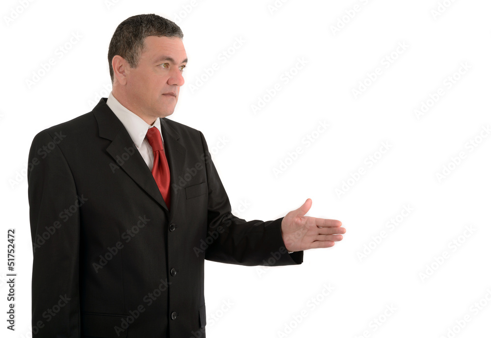 Aged businessman making various gestures isolated on white backg Aged businessman making various gestures isolated on white backg