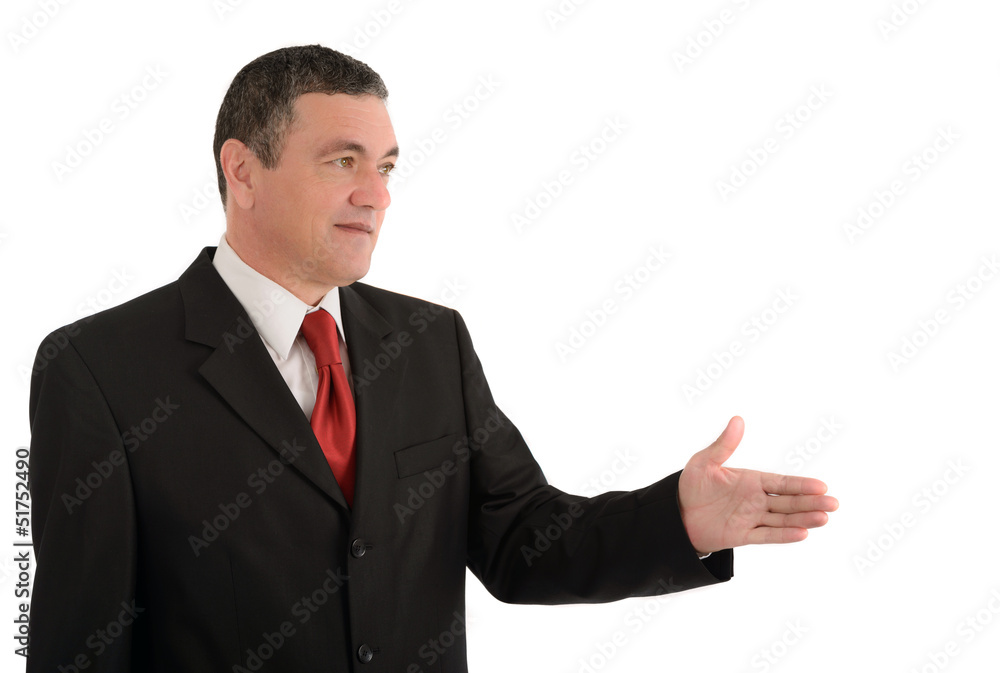 Aged businessman making various gestures isolated on white backg Aged businessman making various gestures isolated on white backg