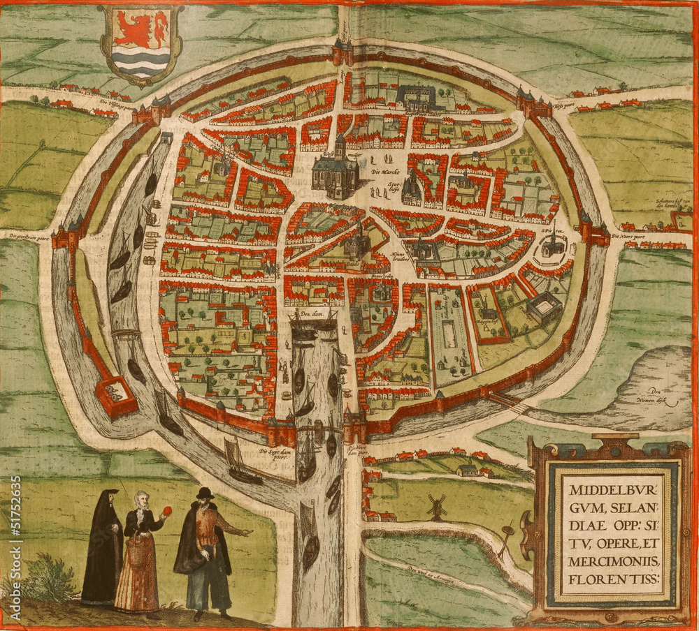 Obraz premium Medieval city map