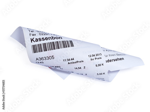 Kassenbon, Quittung auf weis