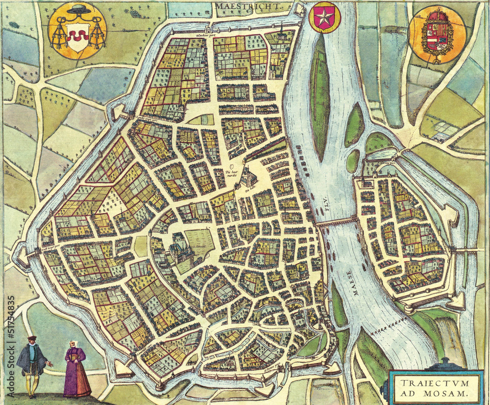 Obraz premium Medieval city map