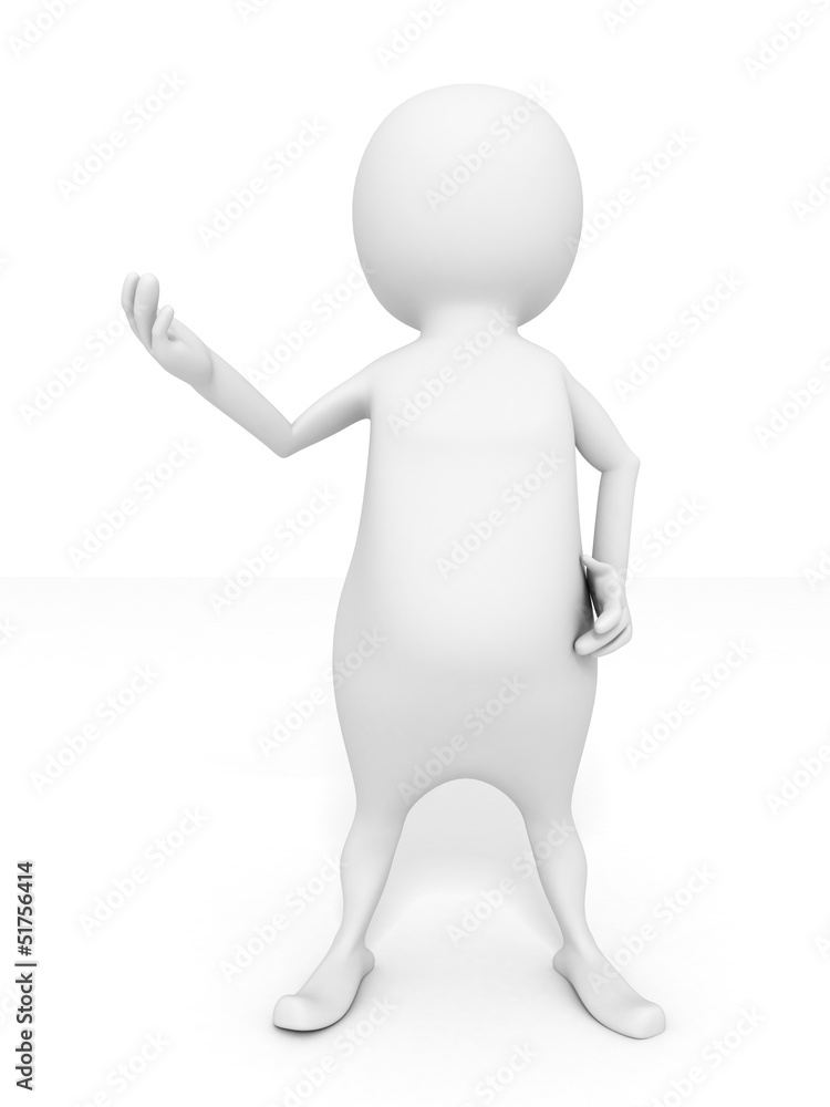 talking white 3d man speaker with opened hand talking white 3d man speaker with opened hand