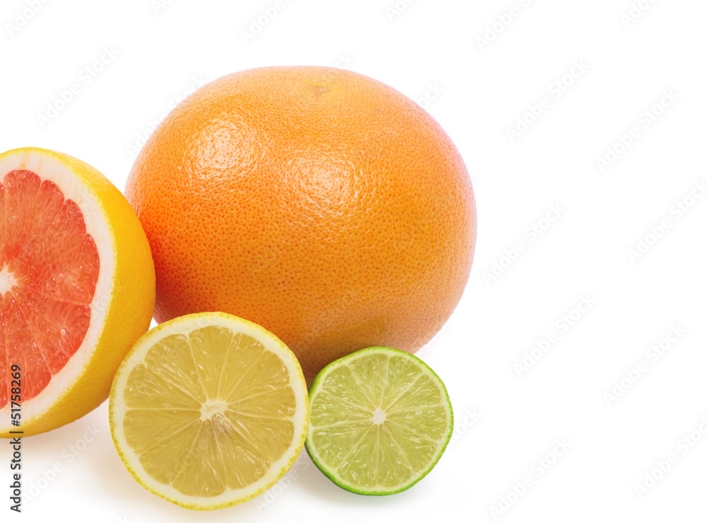 Image of a fresh whole lime, lemon and orange isolated on white Image of a fresh whole lime, lemon and orange isolated on white