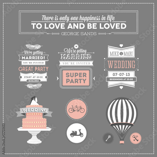 Set of design elements for wedding
