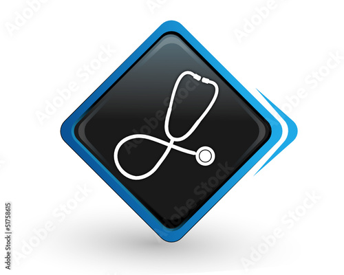 icône médecin sur bouton carré bleu