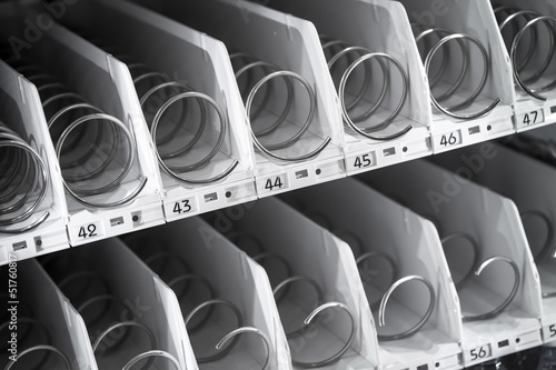 Canvas Print Empty shelf of office vending machine