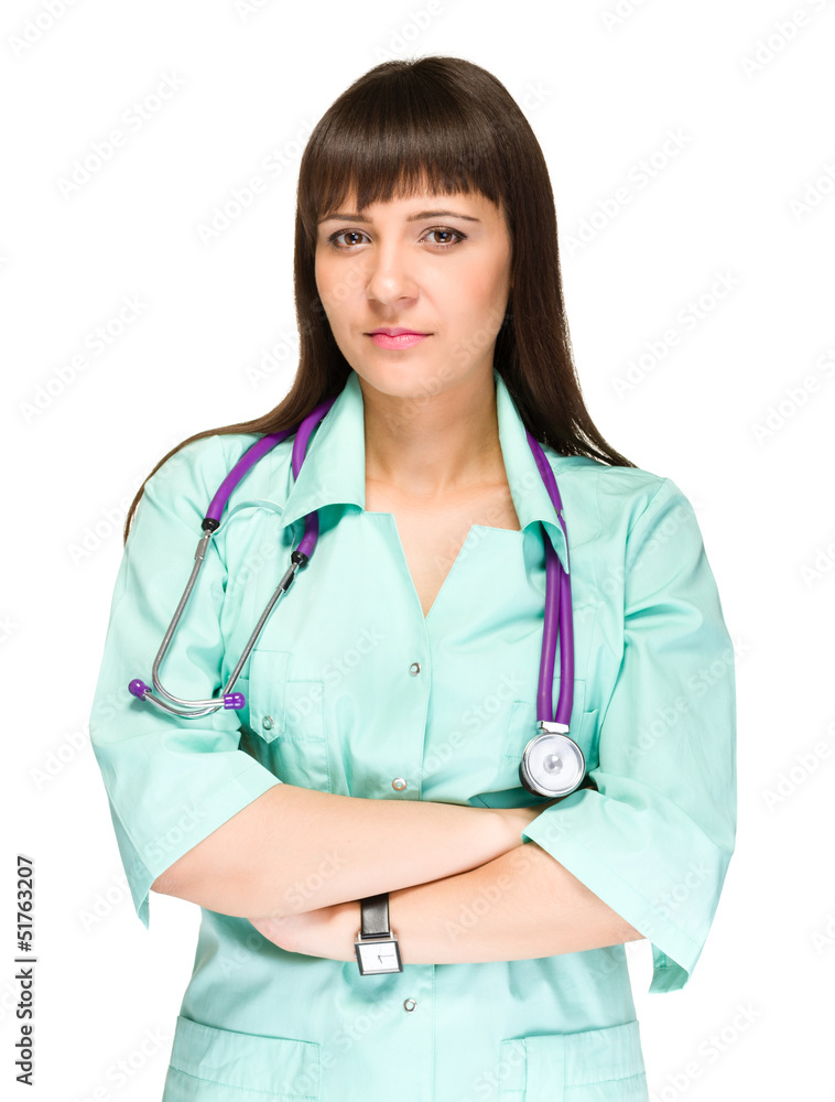 Beautiful female doctor with a stethoscope