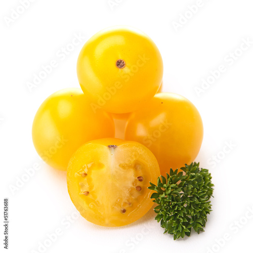 isolated yellow cherry tomato