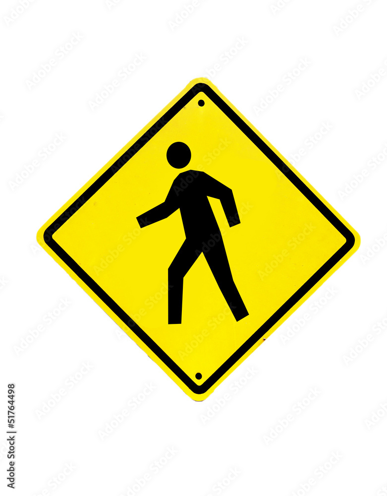 Pedestrian traffic warning sign on a white background Pedestrian traffic warning sign on a white background