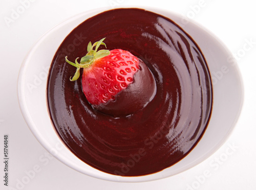 chocolate sauce and strawberry