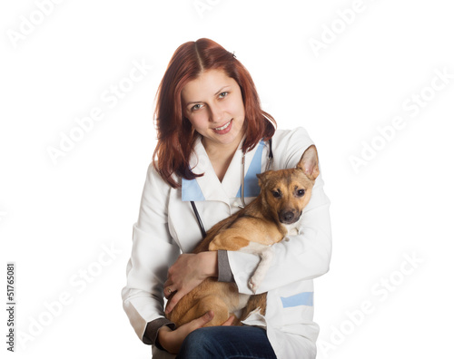 beautiful young woman veterinarian