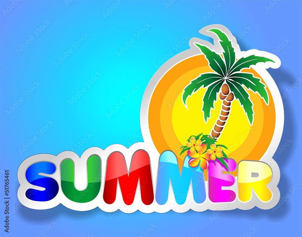 Colorful Summer Sticker-Adesivo Estate con Palma-Vector