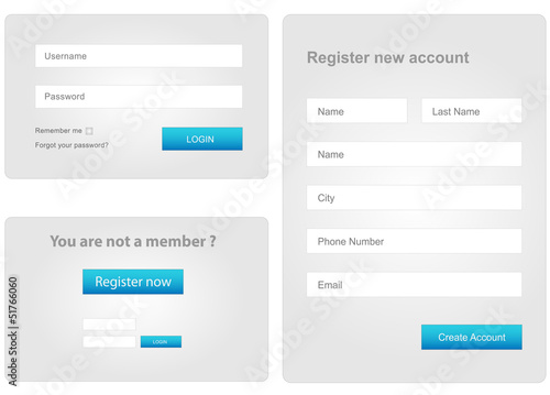 login and register web form