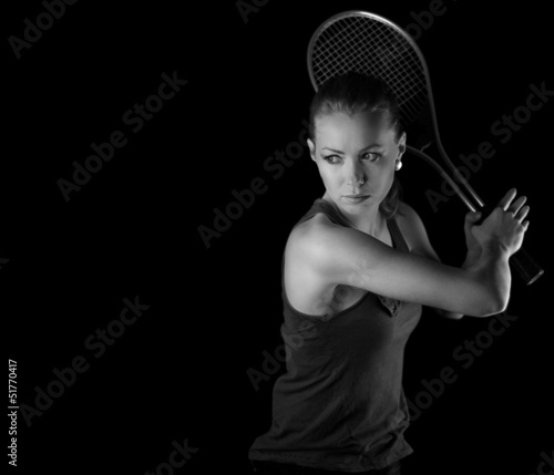 Female tennis player with racket ready to hit © Vladyslav Bashutskyy