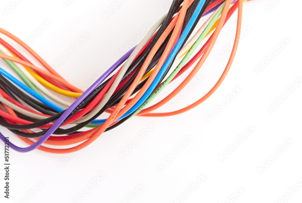 Multicolored computer cable isolated on white background Multicolored computer cable isolated on white background