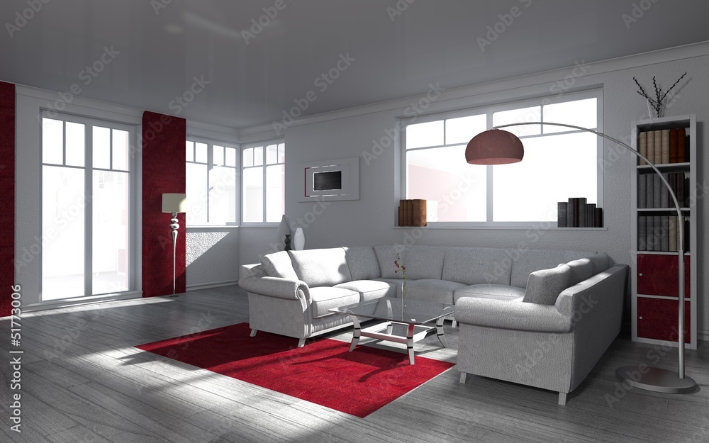 Fototapeta premium Wohndesign - modern wohnen in rot