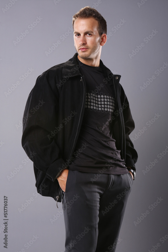 Obraz premium Young man in leather jacket