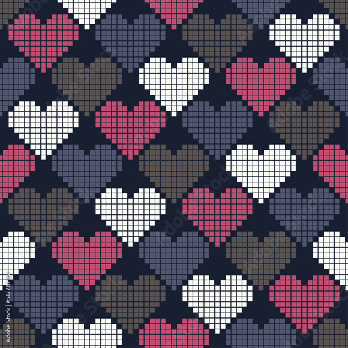 Seamless pattern with hearts of squares